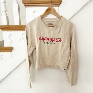 Unwind League Cincinnati Bearcats Cropped Sweatshirt Cream Cotton Size S Small